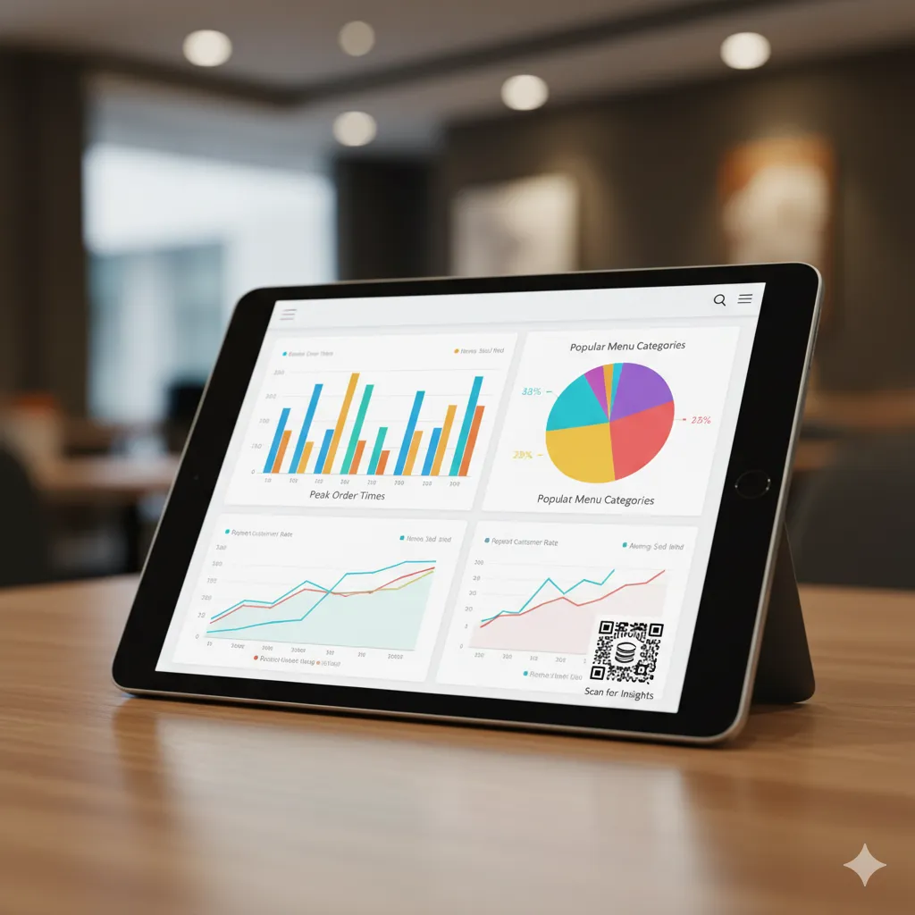 A chart showing customer data and trends, with a QR code in the corner.