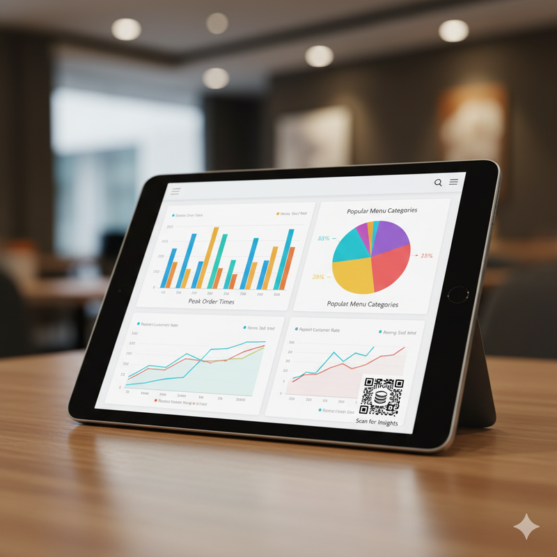 A chart showing customer data and trends, with a QR code in the corner.