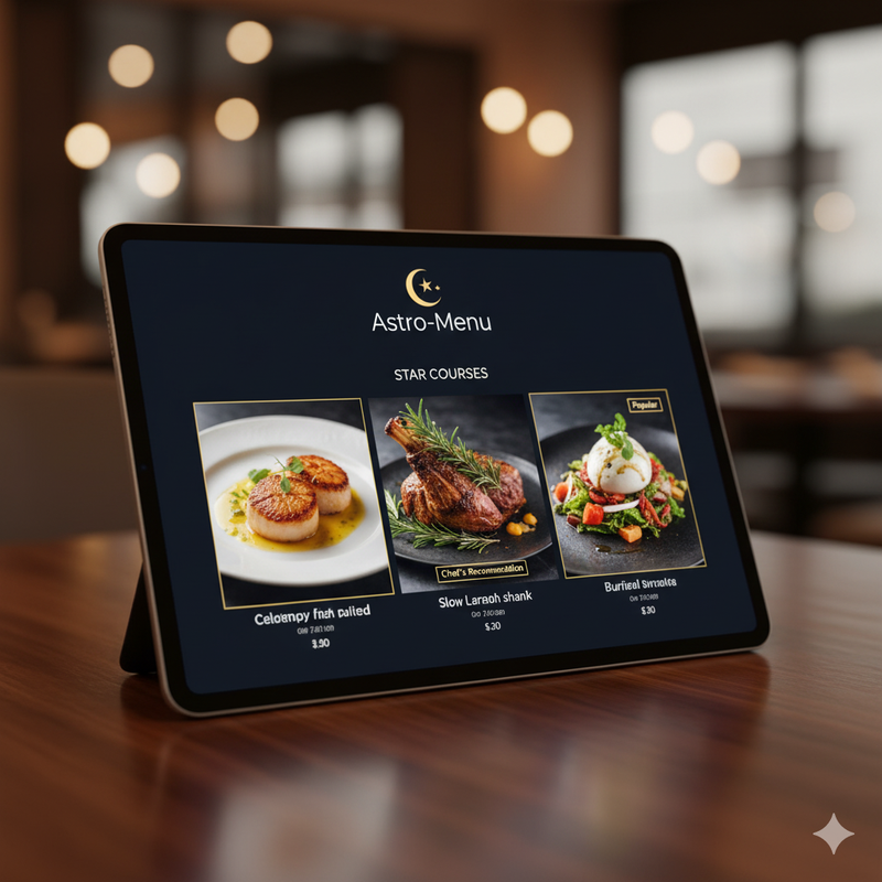 A beautiful and visually appealing digital menu on a tablet.