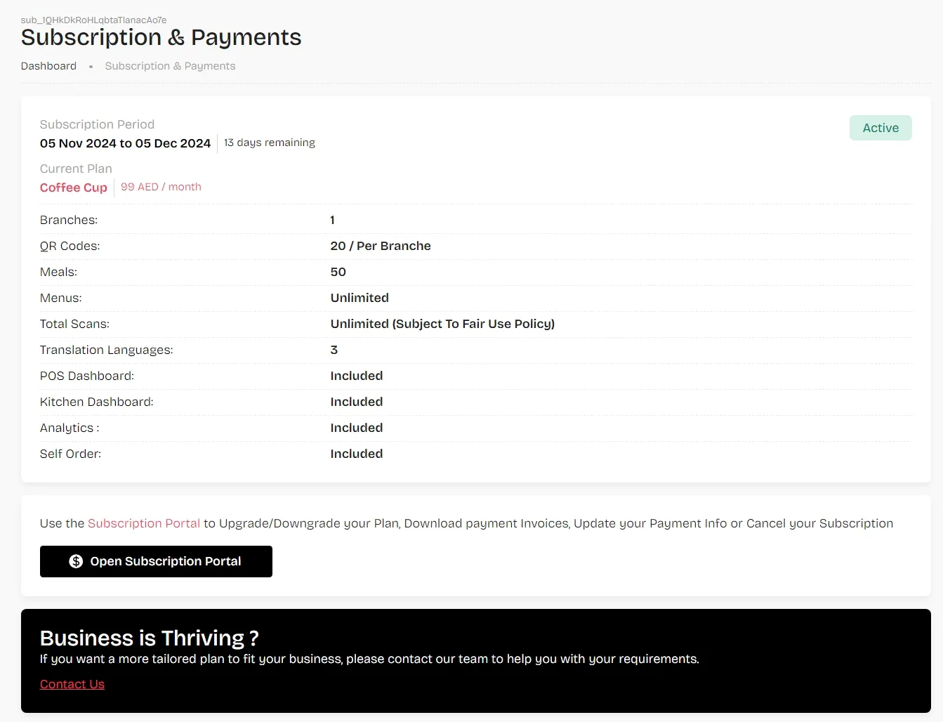 Admin dashboard subscription and invoices interface